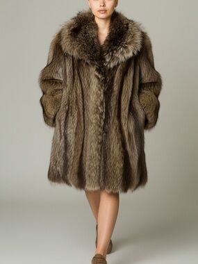 Elegant Vintage Mid 1970s Racoon Fur Coat